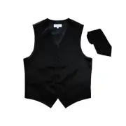 New Men's Formal Vest Tuxedo Waistcoat_Necktie solid black wedding prom party