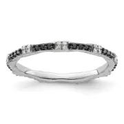 Sterling Silver Stackable Expressions Black & White Diamond Ring Size 6