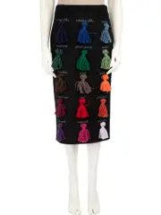 Embroidery Thread Design Midi Pencil Skirt