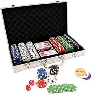 M.Y Texas Hold'em Poker Set - 300 Piece Set in Aluminium Case with 11.5g Heavyweight Poker Chips 2 Decks of Playing Cards Dealer Big Blind and Small Blind Buttons and 5 Dice