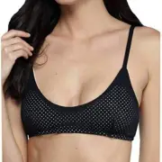 Rachel Roy Mesh Laser Cut Sporty Bikini Top Black XL XLarge NWT