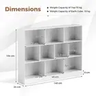 3-Tier 10-Cube Bookshelf Organizer with 140cm Wood Display Shelf, White
