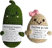 Wikorunwa Emotional Support Pickle & Positive Potato Crochet Funny Gifts for Women, for Home or Office Decorations