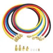 4pcs 1/4 SAE Refrigerant Charging Hose 4.9ft 800PSI Manifold Gauge Hose