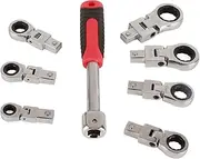 8Pcs Metric Ratcheting Wrench Set, 8-19mm Steel 180 Degree Flex Head Ratcheting Wrench Set for Auto Repair, Home Maintenance