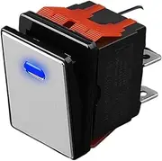 16A High Current Rocker Switch 4pin Aluminum Panel Waterproof IP65 with LED 9-24V Drawing Process, Aluminum Oxidation of Key (Color : Blue(Silvery Panel), Size : 220V)