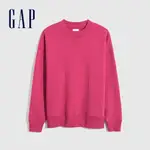 GAP 男女同款 大學T 碳素軟磨系列-玫紅色(627535)