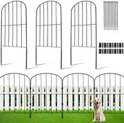 Elegant Heavy-Duty Metal Garden Fence with S-Clips & No-Dig Design - Weatherproof, Aesthetic Barrier for Pets & Wildlife, 10 Pack