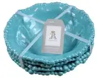 Rachel Ashwell Teal Shimmer Pearl Edge Set of 4 Melamine 7.25" Cereal Bowls NWT