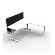 Corner Workstation With Cable Tray And Screen Natural White And White