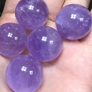 天然紫粉白水晶球2cm黃綠紅風水轉運球家居擺件diy飾品無孔大珠子