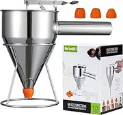 MyLifeUNIT Pancake Batter Dispenser, 40oz Multi-Caliber Stainless Steel Funnel Cake Dispenser with Stand Great for Pancakes, Cupcakes or Any Baked Goods