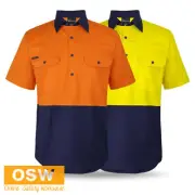 HI VIS Close Front Shorts Sleeves 150g Work Shirt Tail Styling Classic Fit 6HVCW