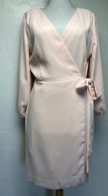 nwt J Crew Wrap Dress 365 Crepe Sz 4 S Knee Length Subtle Pink 3/4 Sleeve Lined