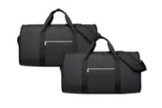 2Pcs Carry on Garment Bag Convertible Travel Duffel Suit Bag with Shoe Compartment Dress Suitcase Suit Travel Bags for Business Trips-Black