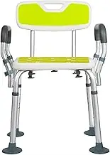 FFSPIIO Heavy Duty Shower Chair, with Backrest Arms Bathtub Bench Non Slip Safety Disabled Seniors Adjustable Bath Stool Seat Shower Chair
