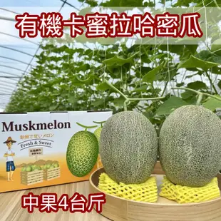 【友田珍鄉】有機精品級卡蜜拉哈密瓜中果雙入禮盒(4台斤/盒)