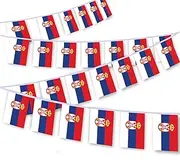 30 PCS Serbia Flag, 33 FT Serbian National Bunting,DecorGarden With Brass Gromment