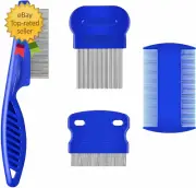 4 Pack Flea Lice Comb Stainless Steel Dog Cat Grooming Combs with Rounded Teeth