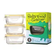 Glasslock Rectangle Baby Food Container 3pc Set 150ml