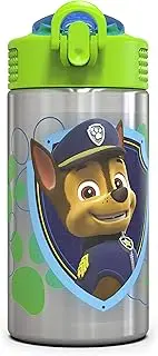 Zak Designs 15.5oz Stainless Steel Kids Water Bottle with Flip-up Straw Spout - BPA Free Durable Design, Paw Patrol Boy SS