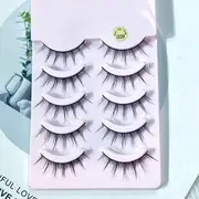 Aimo - Set of 5 Pairs: Natural Crisscross False Eyelashes Black - One Size