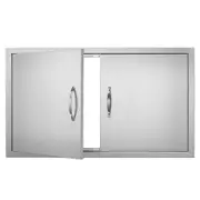 BBQ Access Door, 915x533 mm Double Outdoor Kitchen Door, Stainless Steel Flush Mount Door, Wall Vertical Door with Handles, for BBQ Island, Grilling Station, Outside