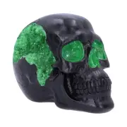 Nemesis Now Horror Skull Ornament, Polyresin, Black Green Geode, 17cm
