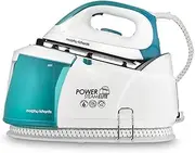 Morphy Richards Power Steam Elite Steam Generator Iron, Ceramic Non-Stick Soleplate, Auto Clean, 170g Steam Output, 4.5 Bar, Detachable 1.35L Water Tank, 1.8m Cord, 2400W, White/Green, 332014