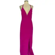 Aidan Mattox Women's Formal Dress Size 8 Pink Backless Long Column Evening Gown