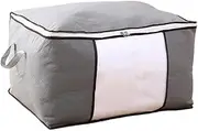 [AIMALL] 1/4x 90L Water Resistant Thick Over Size Storage Bag Clothes Quilt Blanket Storage Bag Charcoal Bamboo Organizer Zipper Box Under Bed Storage