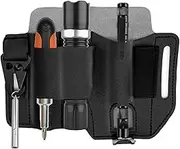 Leather Multitool Sheath, Multitool Belt Sheath, Tool Holster for Belt for Flashlight, Pen, and Keychain Clip, Leather Pocket Organizer