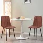 AINPECCA 2x Brown Leather PU Dining Table and Chair Set Black Metal Legs