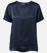 ['S Max Mara] 'S Max Mara Rebecca satin T-shirt UK 14 black
