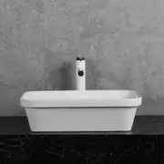 528*368*140mm Rectangle Gloss White Ceramic Above Counter Basin
