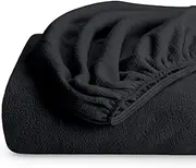 Super Soft Fleece Fitted Sheet - Full Size - Extra Plush Polar Fleece - Deep Pocket - All Season Cozy Warmth (Full, Black)