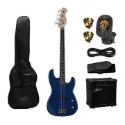 Artist APB Blue P-Style Electric Bass Guitar with Accessories Amp Tuner Gig Bag