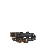 Alexander McQueen Hammered Studs Double Wrap Bracelet One size Black
