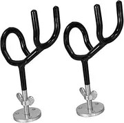 Totority 2Pcs Steel Rod Fishing Holder with Mounting Base Fishing Pole Rack Durable Steel Wire Design Space Saving Storage