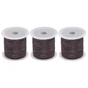 3 Rolls Nylon Beading Thread Knotting Cord 0.6mm 50 Yards Satin String, Coffee