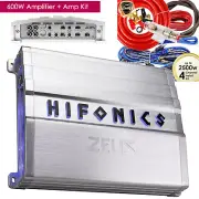 HIFONICS ZEUS ZG-600.4 600W 4 CHANNEL AUDIO AMPLIFIER CLASS A/B + 4-CH AMP KIT