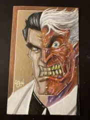 TWO FACE BATMAN Original Art by Chris McJunkin Acrylic on Chipboard 2025 NEW!