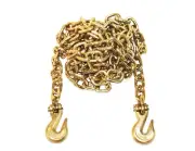 3/8'' x 30' Binder Transport Chain Cargo Flatbed Grade 70 w/ Clevis Grab Hooks