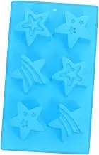 CIMAXIC Six-Hole Five-Pointed Star Mold Mastic Gum Silicon Mold Soap Molds Stars Candy Mold Kits Round Molds Soap Popsicle Mold Soap Loaf Mold Maker DIY Bakeware Baking Pan Blue