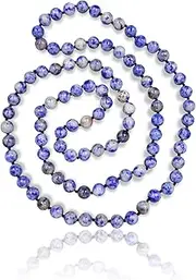 [MGR MY GEMS ROCK!] MGR 36 Inch 8MM Matte Fininsh Genuine Semi-Precious Stone Endless Infinity Long Beaded Strand Necklace.