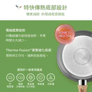 【Tefal 特福】法國製綠生活陶瓷不沾系列28CM平底鍋(適用電磁爐)