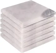 Argon Tableware White Marble Coasters - 10cm - Pack of 6 - Square Drink Placemats Reusable Dining Table Drink Coaster Placemats Drinking Glass Mat Cup Bar Mats for Table Setting, Restaurants
