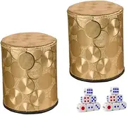 Vaguelly 2 Sets Box Skid Dice Box Kit with Frosted Dice Cups for Home Entertainment PU Game Supplies Easy to Clean and Hold for Parties and Gatherings