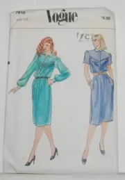 UNCUT Vintage Vogue Sewing Pattern Misses Sz 14 #7910