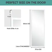 CostwayWall Mounted Dressing Mirror with Hanging Hooks for Bedroom White